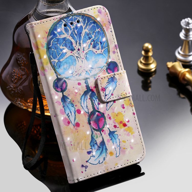 Light Spot Decor Patterned Wallet Stand Leather Shell for Samsung Galaxy Note 20/Note 20 5G with Lanyard - Dream Catcher-11