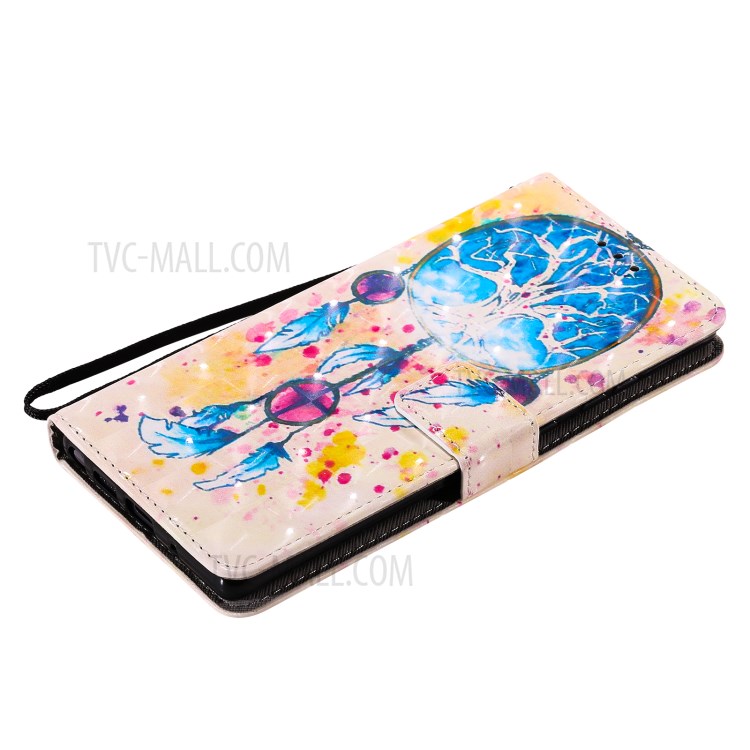 Light Spot Decor Patterned Wallet Stand Leather Shell for Samsung Galaxy Note 20/Note 20 5G with Lanyard - Dream Catcher-5