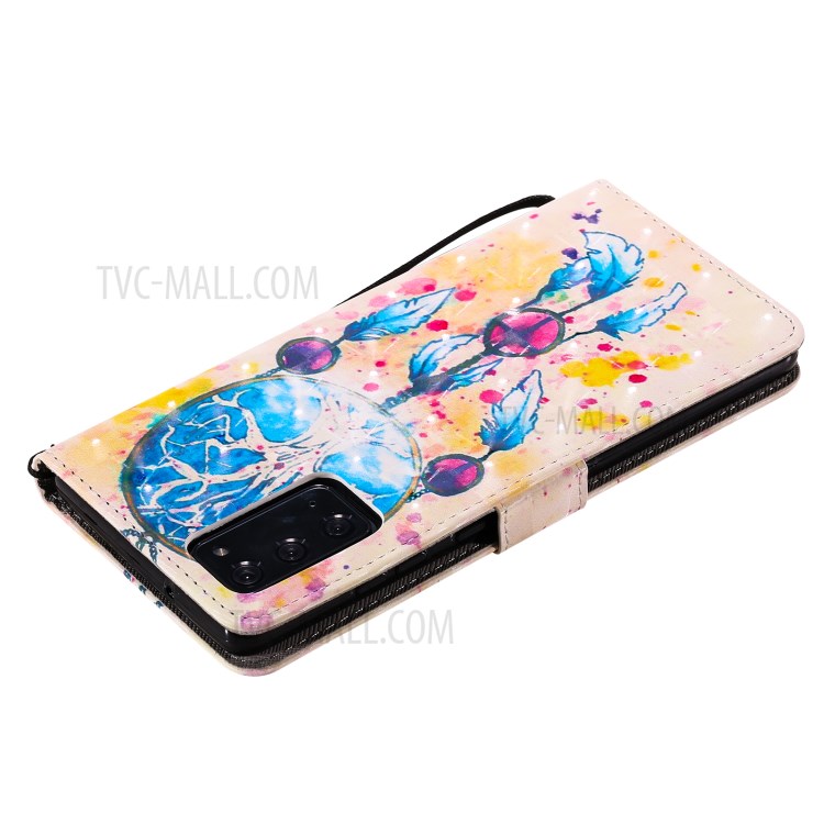 Light Spot Decor Patterned Wallet Stand Leather Shell for Samsung Galaxy Note 20/Note 20 5G with Lanyard - Dream Catcher-6