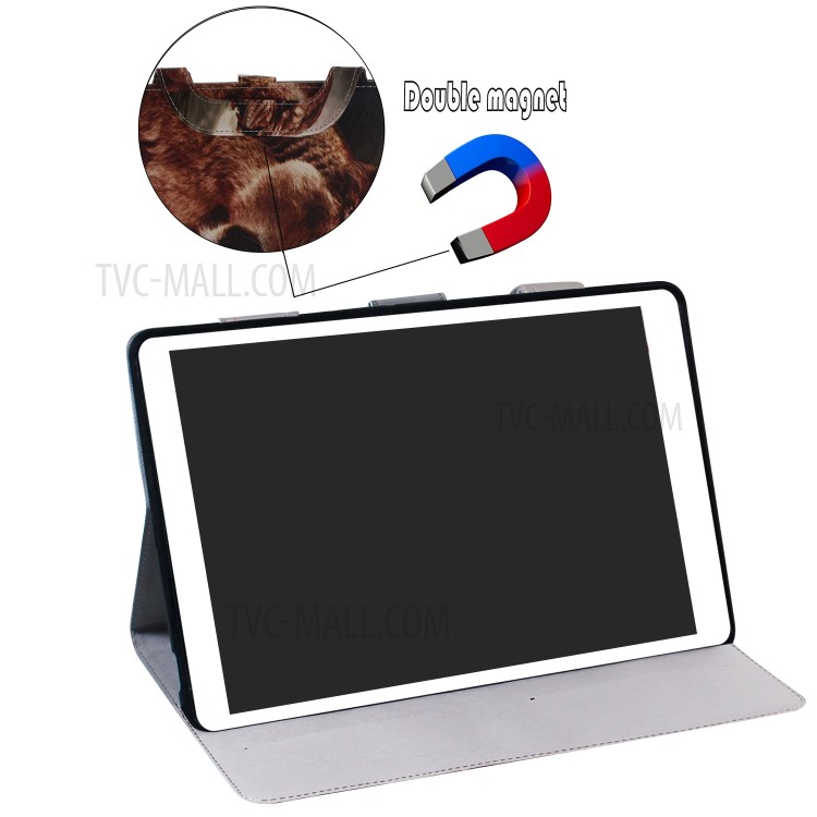 Hand-held Pattern Printing Stand Flip Leather Case for Samsung Galaxy Tab A7 10.4 (2020) - Lion-6