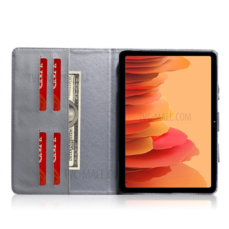 Hand-held Pattern Printing Stand Flip Leather Case for Samsung Galaxy Tab A7 10.4 (2020) - Lion-8