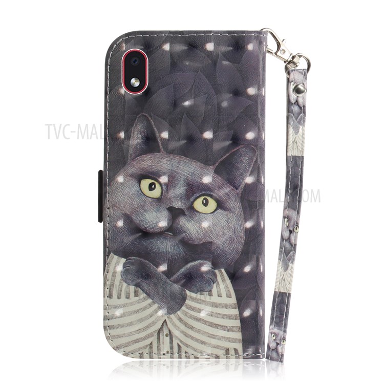 Light Spot Decor Pattern Printing Wallet Stand Leather Phone Cover with Strap for Samsung Galaxy A01 Core - Cat-3