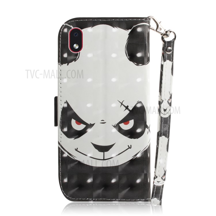 Light Spot Decor Pattern Printing Wallet Stand Leather Phone Cover with Strap for Samsung Galaxy A01 Core - Panda-3