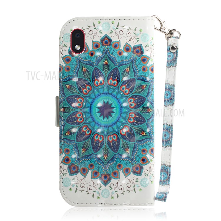 Light Spot Decor Pattern Printing Wallet Stand Leather Phone Cover with Strap for Samsung Galaxy A01 Core - Malanda Flower-3