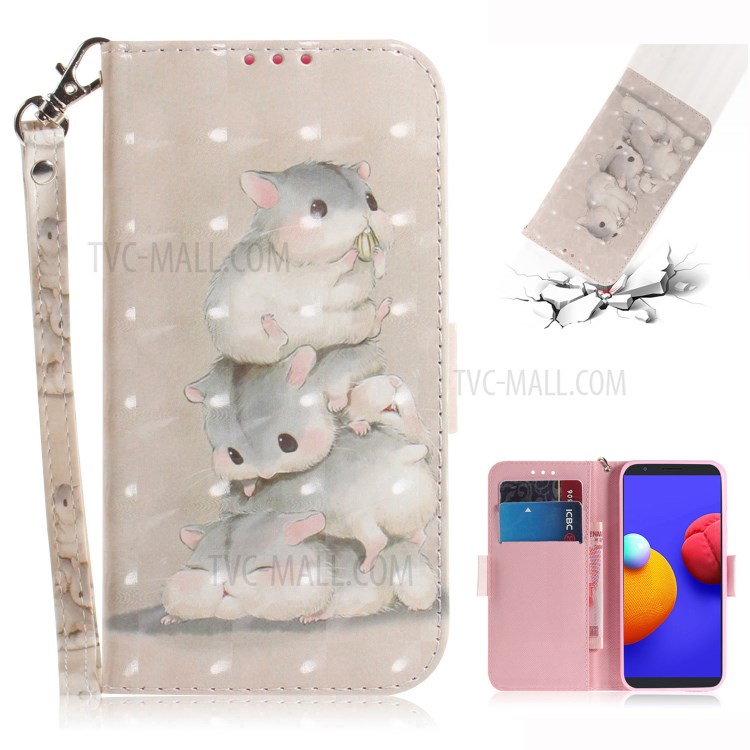 Light Spot Decor Pattern Printing Wallet Stand Leather Phone Cover with Strap for Samsung Galaxy A01 Core - Squirrel-1