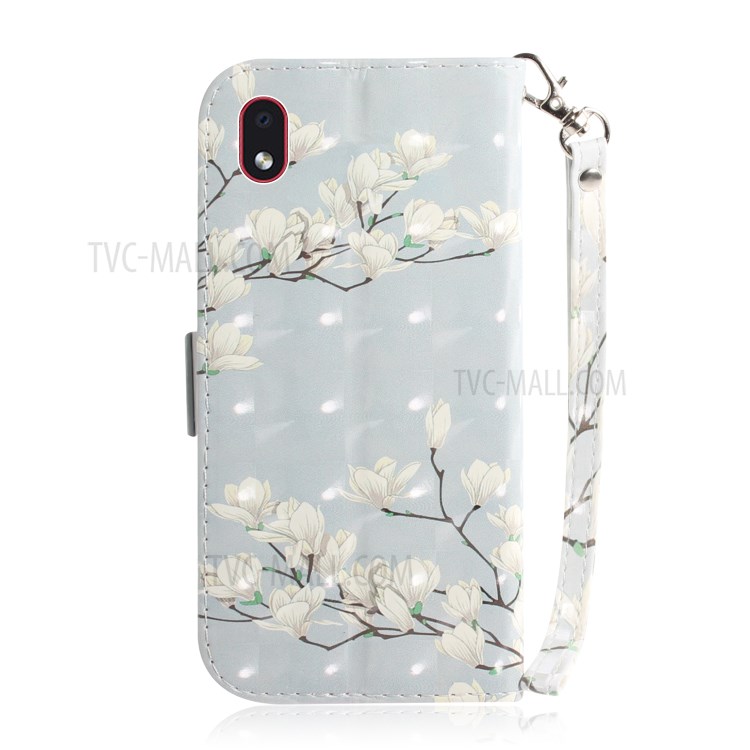 Light Spot Decor Pattern Printing Wallet Stand Leather Phone Cover with Strap for Samsung Galaxy A01 Core - Flower Branch-3