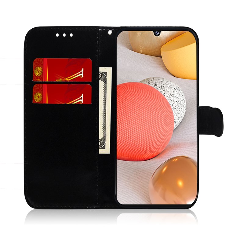 Dazzling Pattern Leather Wallet Phone Case with Stand for Samsung Galaxy A42 5G - Black-7