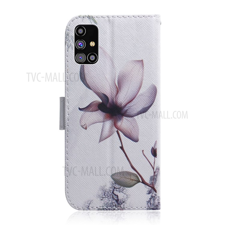 Pattern Printing Wallet Leather Cover Case for Samsung Galaxy M31s - Beautiful Flower-3