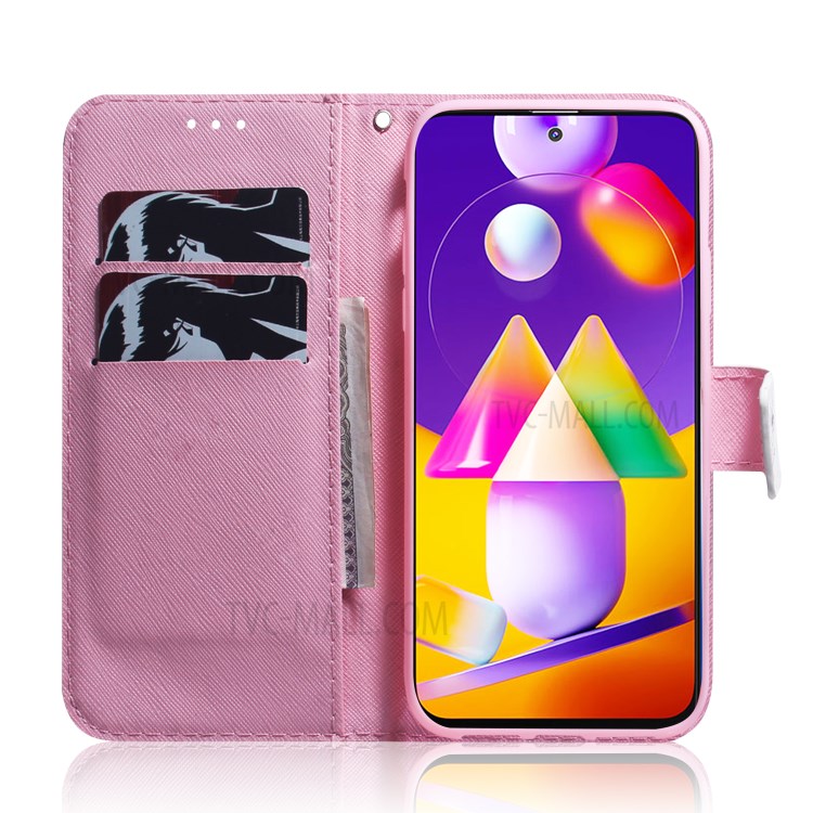 Pattern Printing Wallet Leather Cover Case for Samsung Galaxy M31s - Beautiful Flower-7