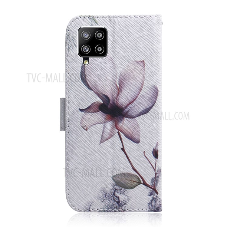 Pattern Printing Wallet Leather Phone Case for Samsung Galaxy A42 5G - Beautiful Flower-3