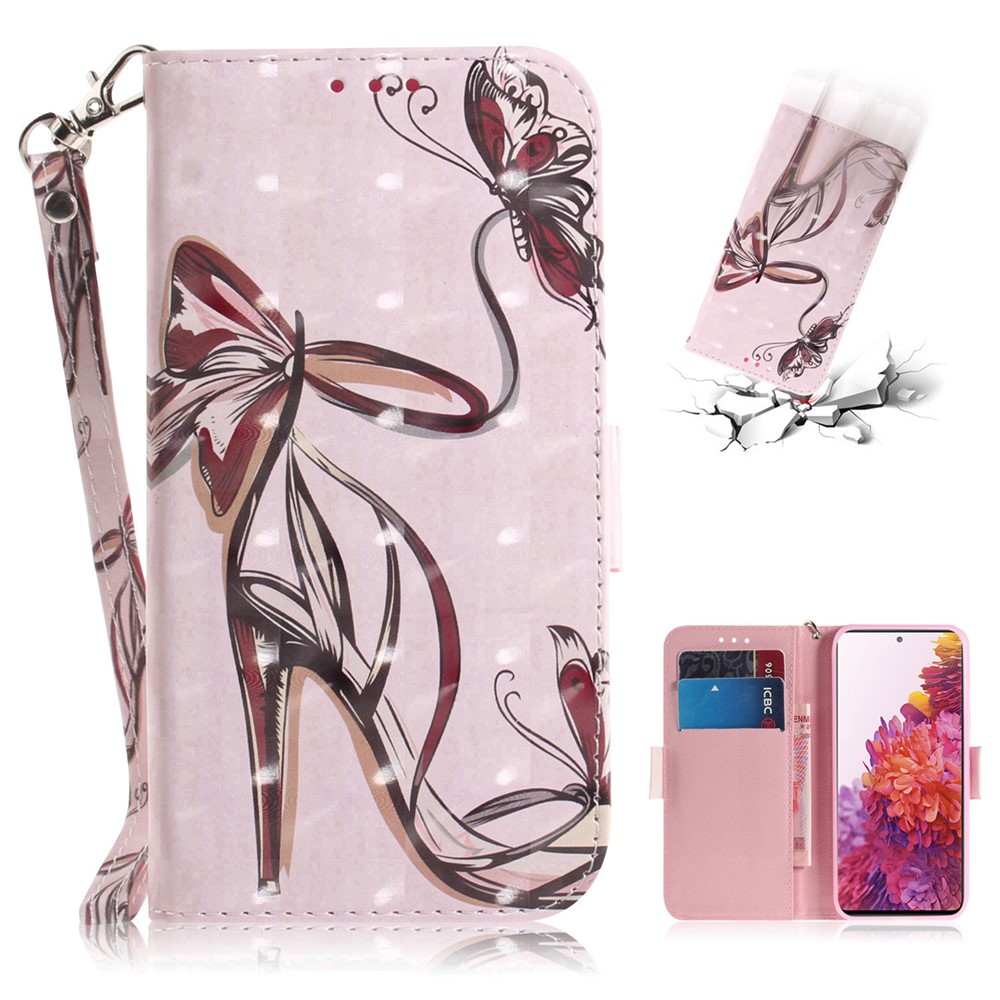 Punto De Luz De La Decoración De La Decoración De La Impresión Del Soporte De La Cartera De La Cartera Con La Correa Para Samsung Galaxy S20 Fe / S20 Fan Edition / S20 Fe 5G / S20 Edición De Ventilador 5G / S20 Lite - Zapato De Tacón Alto-1