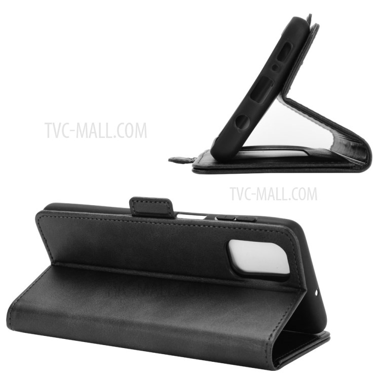 Double Clasp Leather Flip Wallet Stand Phone Cover for Samsung Galaxy M51 - Black-5