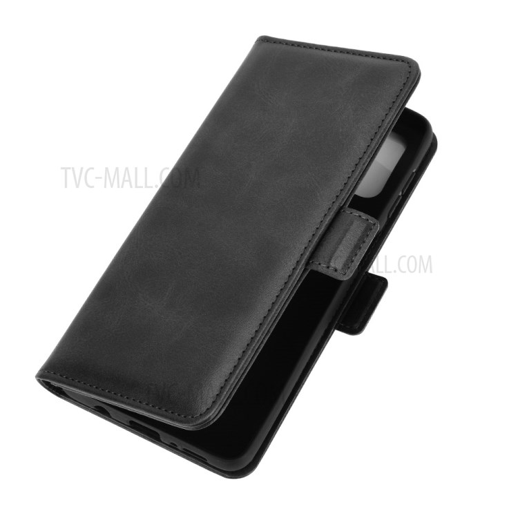 Double Clasp Leather Flip Wallet Stand Phone Cover for Samsung Galaxy M51 - Black-6