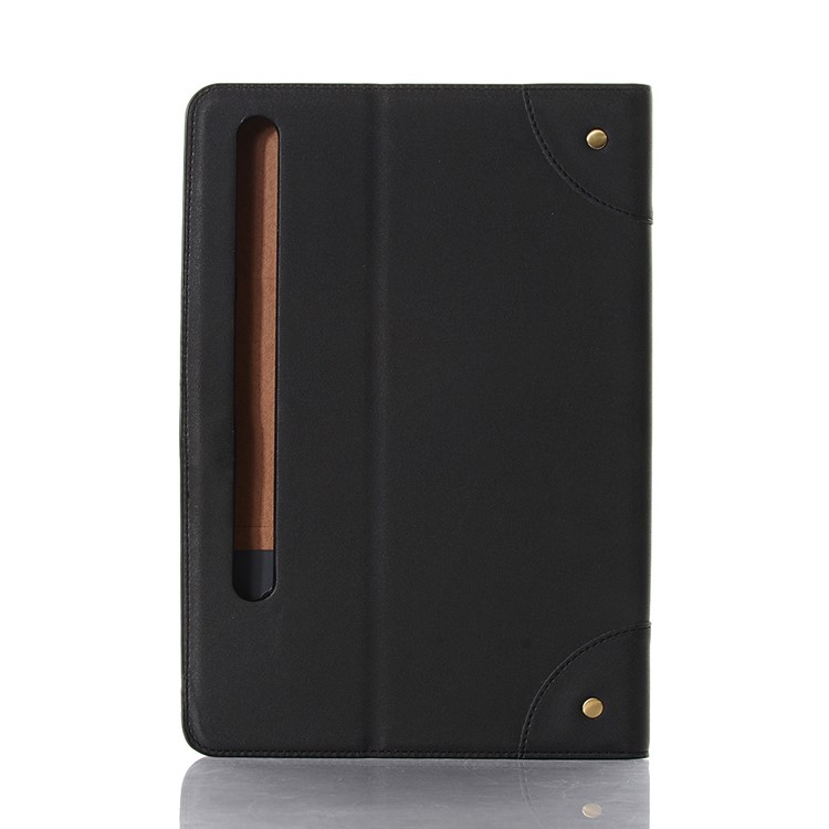 Retro Book Style Wallet Stand Leather Smart Tablet Case for Samsung Galaxy Tab S7 Plus T970 - Black-2