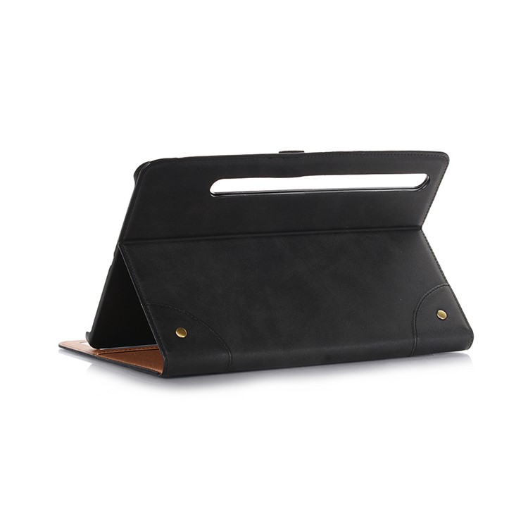 Retro Book Style Wallet Stand Leather Smart Tablet Case for Samsung Galaxy Tab S7 Plus T970 - Black-3