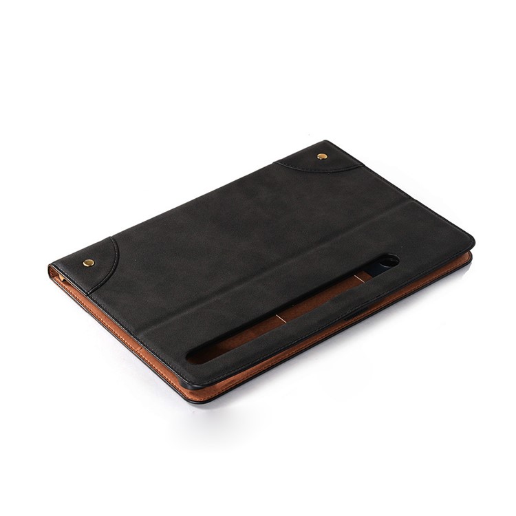 Retro Book Style Wallet Stand Leather Smart Tablet Case for Samsung Galaxy Tab S7 Plus T970 - Black-5