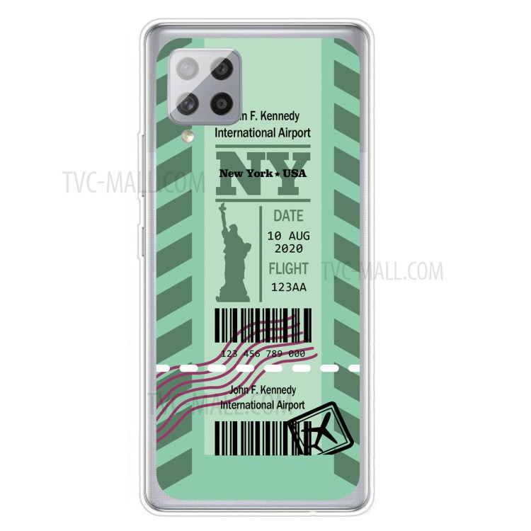 Boarding Pass City Bar Code Pattern TPU Case for Samsung Galaxy A42 5G Shell - NY-1