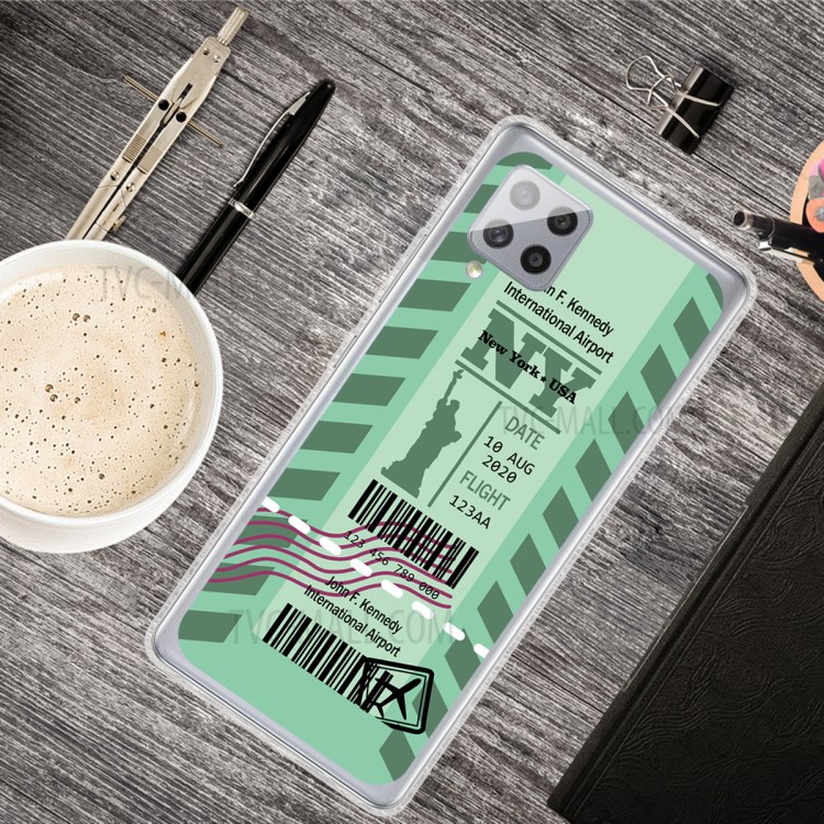 Boarding Pass City Bar Code Pattern TPU Case for Samsung Galaxy A42 5G Shell - NY-2
