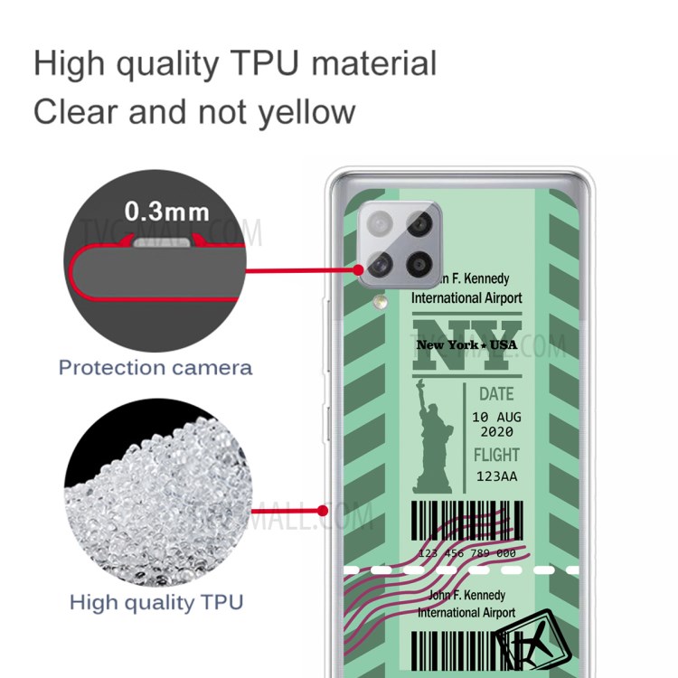 Boarding Pass City Bar Code Pattern TPU Case for Samsung Galaxy A42 5G Shell - NY-3