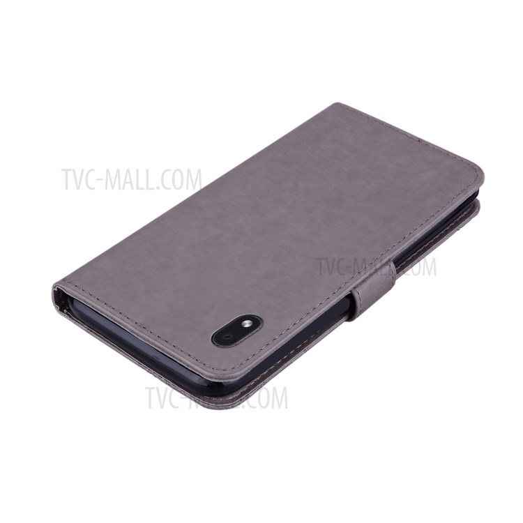 Rhinestone Decoration Imprint Owl Leather Shell Wallet Stand Phone Cover for Samsung Galaxy A01 Core - Grey-5