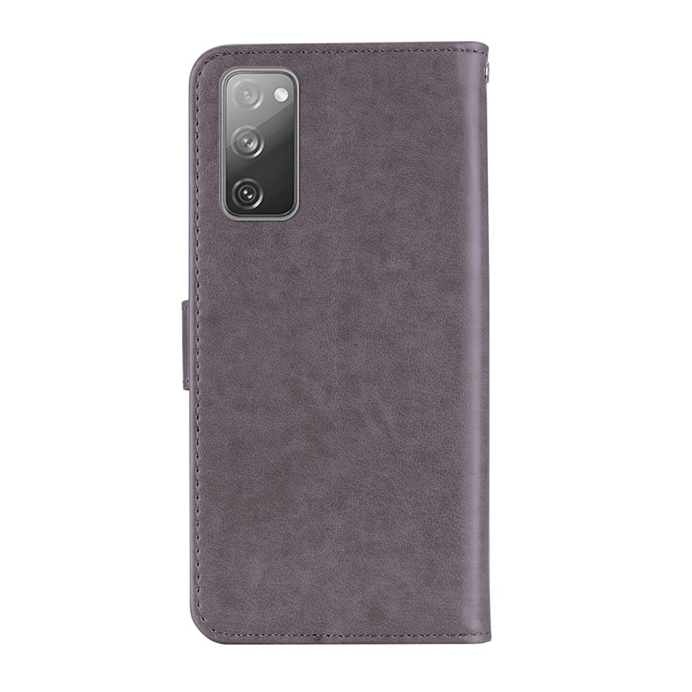 Rhinestone Decoration Imprint Owl Leather Shell Wallet Stand Phone Cover for Samsung Galaxy S20 FE/S20 Fan Edition/S20 FE 5G/S20 Fan Edition 5G - Grey-4