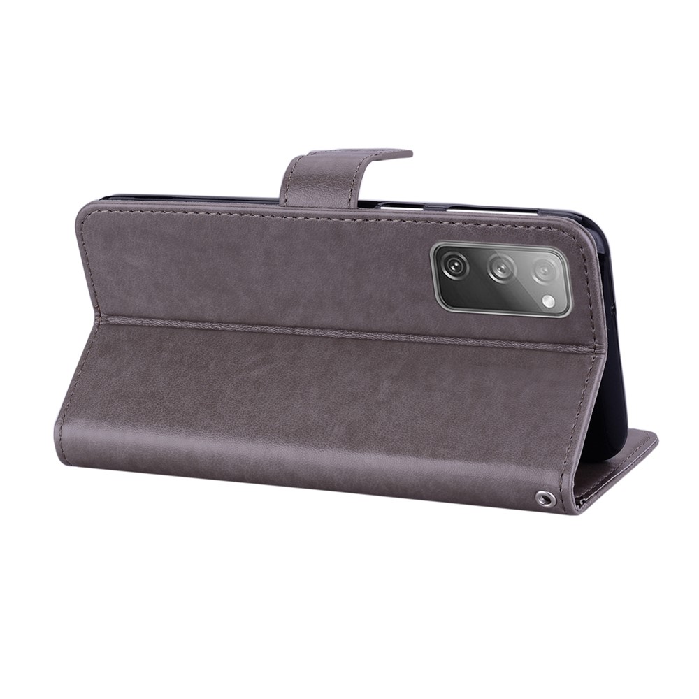 Rhinestone Decoration Imprint Owl Leather Shell Wallet Stand Phone Cover for Samsung Galaxy S20 FE/S20 Fan Edition/S20 FE 5G/S20 Fan Edition 5G - Grey-6