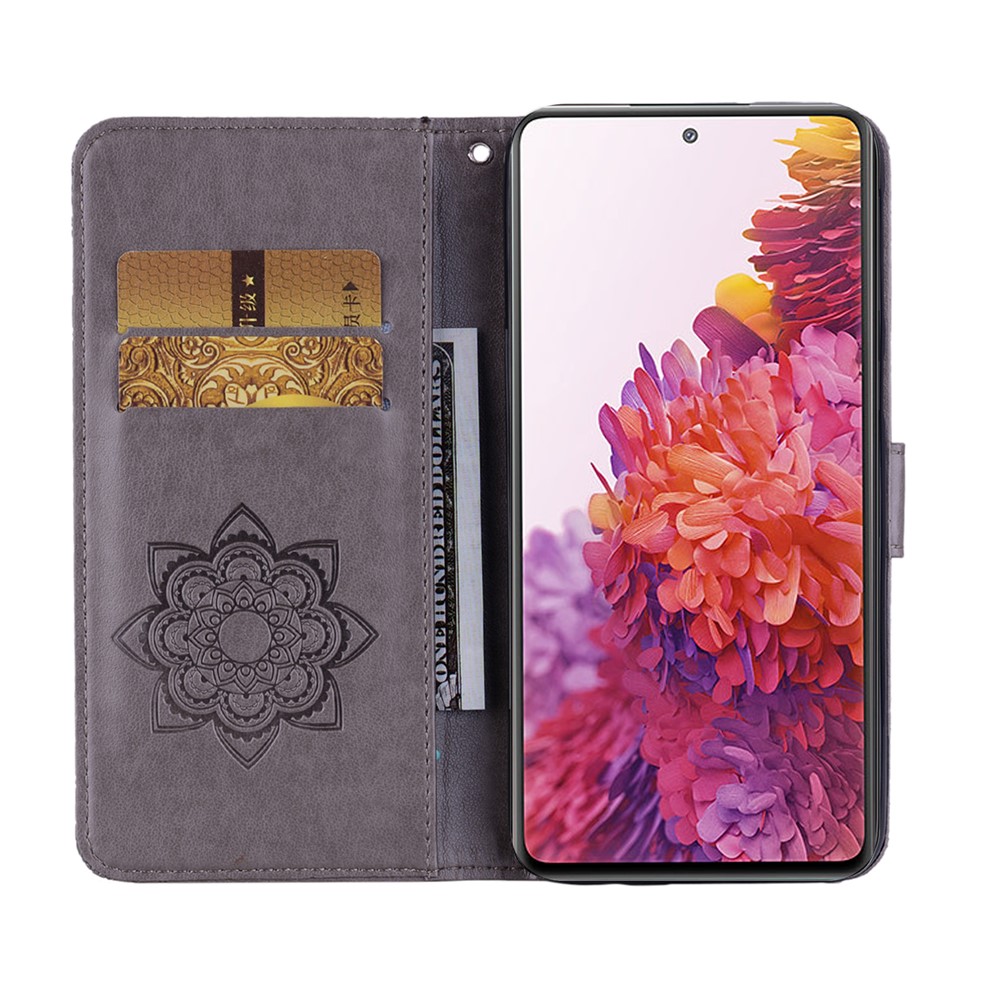 Rhinestone Decoration Imprint Owl Leather Shell Wallet Stand Phone Cover for Samsung Galaxy S20 FE/S20 Fan Edition/S20 FE 5G/S20 Fan Edition 5G - Grey-7