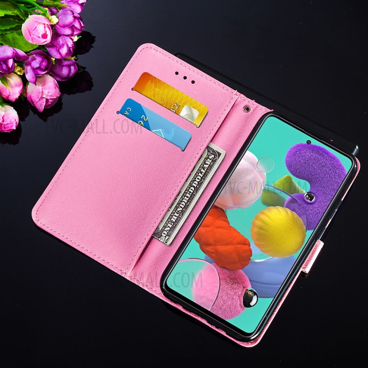 Leather Wallet Phone Cover Shell with Stylish Pattern Printing for Samsung Galaxy A51 SM-A515 - Red Butterfly-10