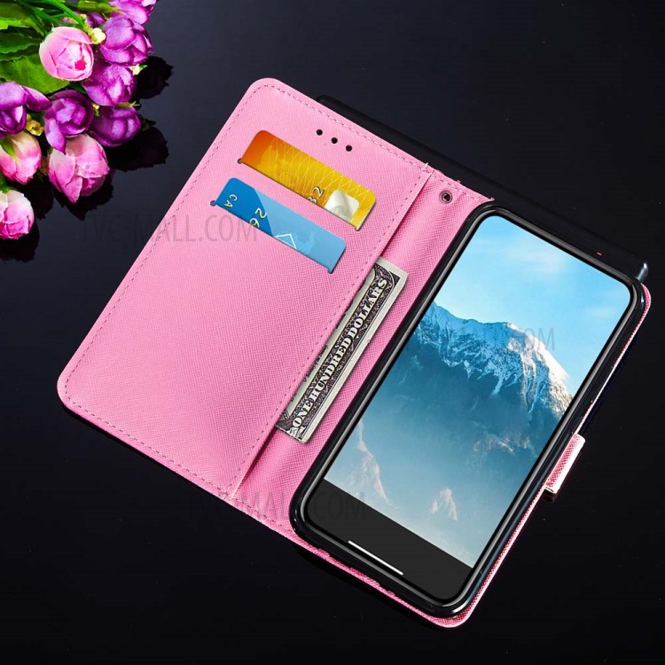 Leather Pattern Printing Phone Protective Case with Card Slots and Cash Pocket for Samsung Galaxy A71 SM-A715 - Red Butterfly-10