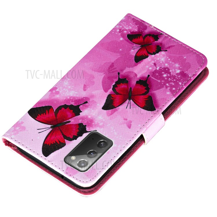 Leather Mobile Phone Cover Shell with Wallet and Stand for Samsung Galaxy Note 20/Note 20 5G - Red Butterfly-6