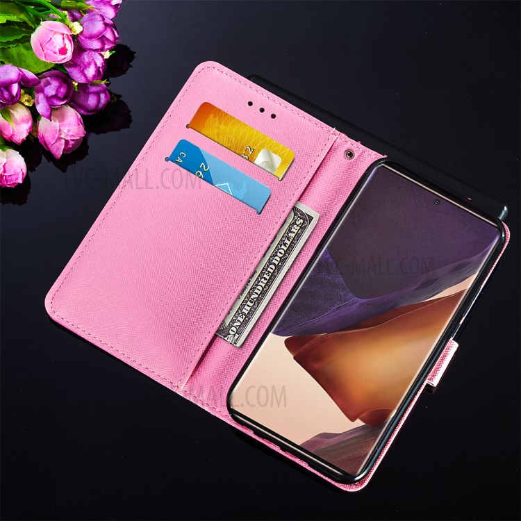 Wallet Stand Leather Phone Cover Case with Pattern Printing for Samsung Galaxy Note20 Ultra/Note20 Ultra 5G - Red Butterfly-10