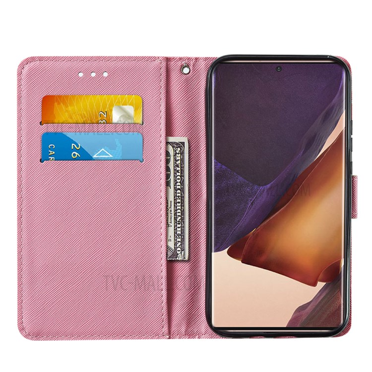 Wallet Stand Leather Phone Cover Case with Pattern Printing for Samsung Galaxy Note20 Ultra/Note20 Ultra 5G - Red Butterfly-7