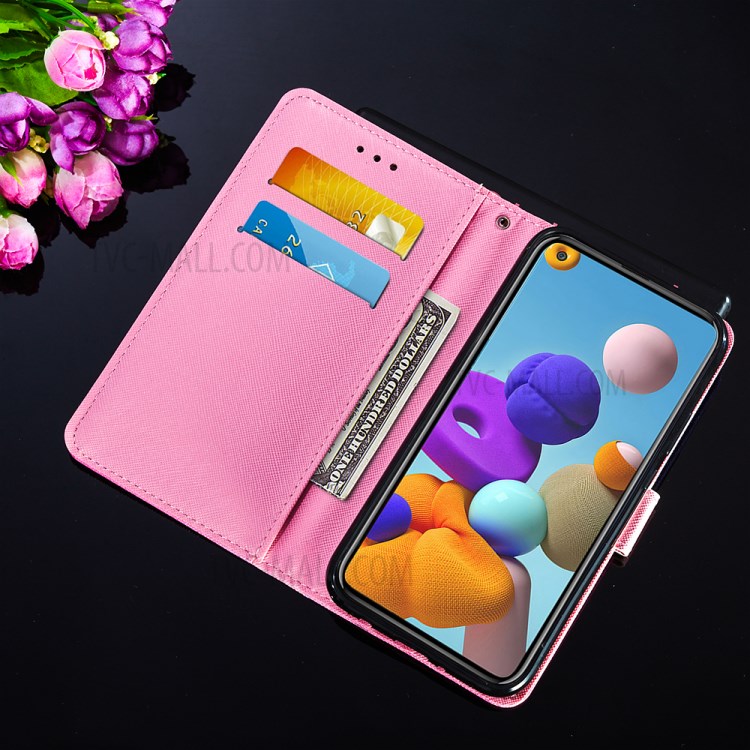 Personalized Pattern Printing Leather Phone Protective Case for Samsung Galaxy A21s - Red Butterfly-10