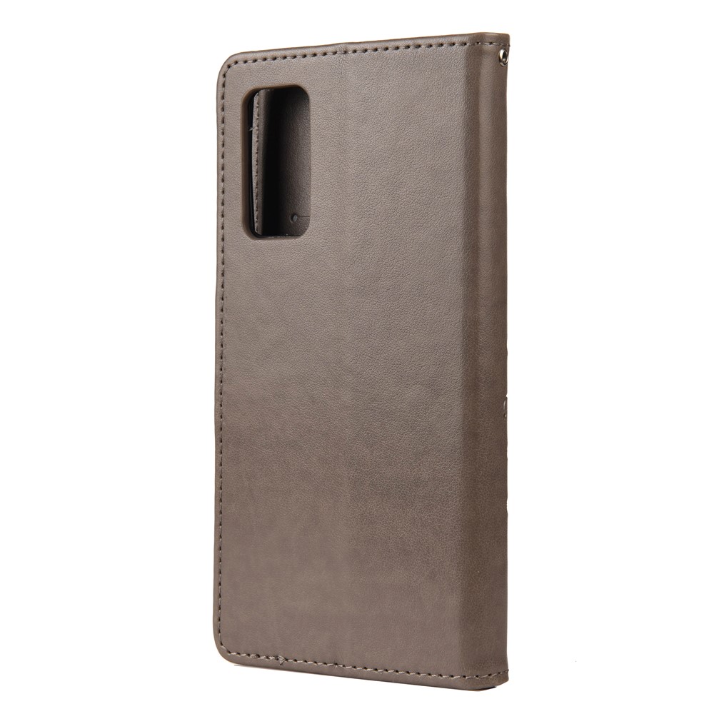 Modelo De Mariposa Impresión De La Impresión De La Cartera De Cuero Cubierta De La Cubierta Del Teléfono Para Samsung Galaxy S20 Fe / S20 Fan Edition / S20 Fe 5G / S20 Edición Del Ventilador 5G / S20 Lite - Gris-3