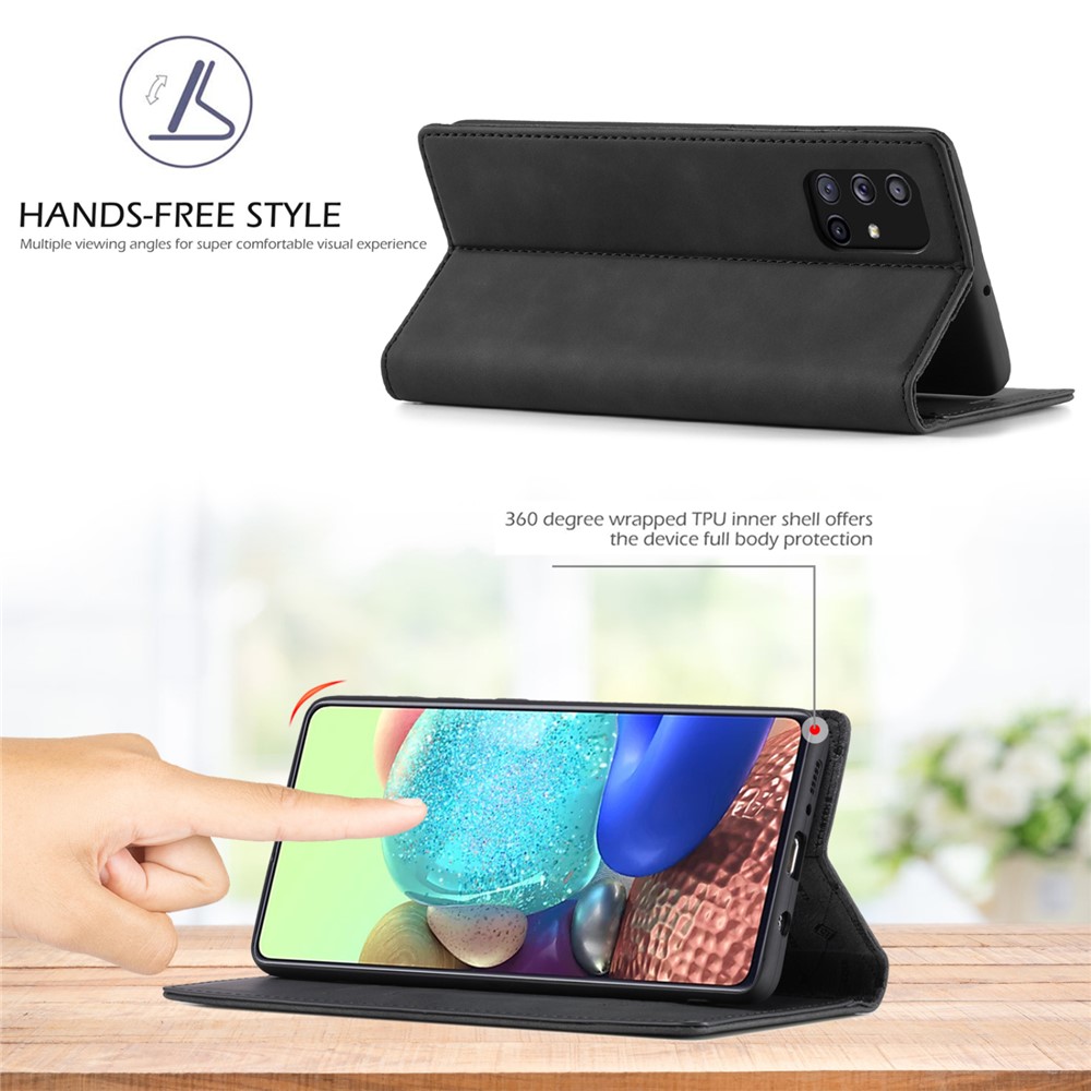 LC.IMEEKE LC Auto Absorbed Leather Wallet Stand Phone Protector for Samsung Galaxy A71 SM-A715/M70S - Black-6