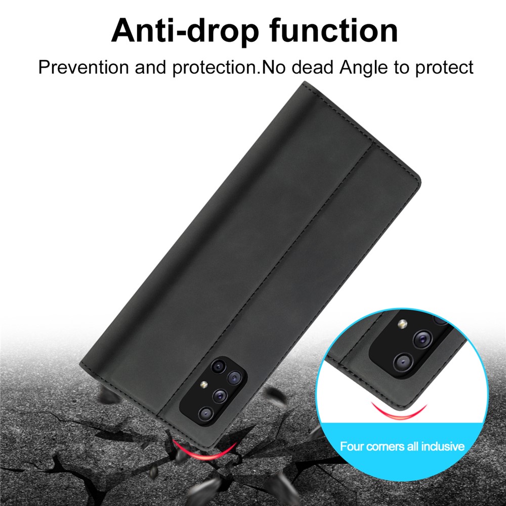 LC.IMEEKE LC Auto Absorbed Leather Wallet Stand Phone Protector for Samsung Galaxy A71 SM-A715/M70S - Black-9