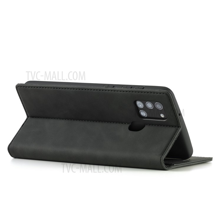 LC.IMEEKE LC Auto Absorbed Leather Wallet Stand Phone Protector for Samsung Galaxy A21s - Black-3