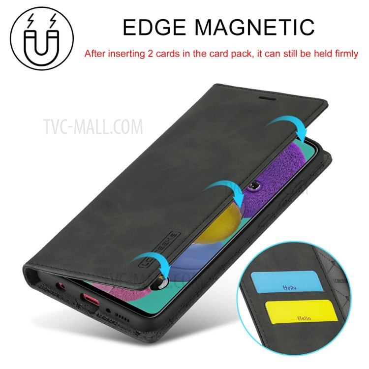 LC.IMEEKE LC Auto Absorbed Leather Wallet Stand Phone Protector for Samsung Galaxy A21s - Black-7