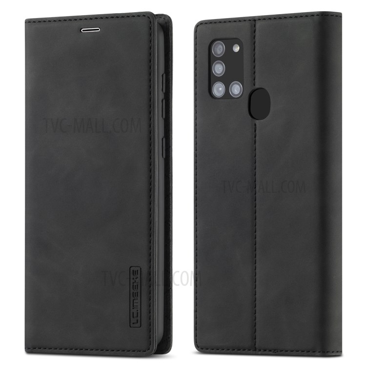 LC.IMEEKE LC Auto Absorbed Leather Wallet Stand Phone Protector for Samsung Galaxy A21s - Black-2