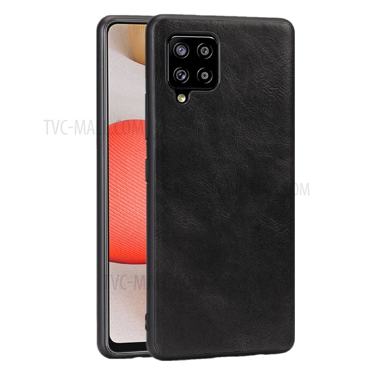 Crazy Horse Texture PU Leather Coated TPU Case for Samsung Galaxy A42 5G Shell - Black-2