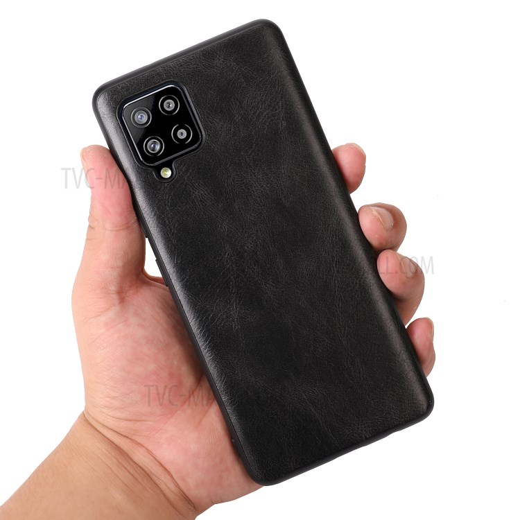 Crazy Horse Texture PU Leather Coated TPU Case for Samsung Galaxy A42 5G Shell - Black-4
