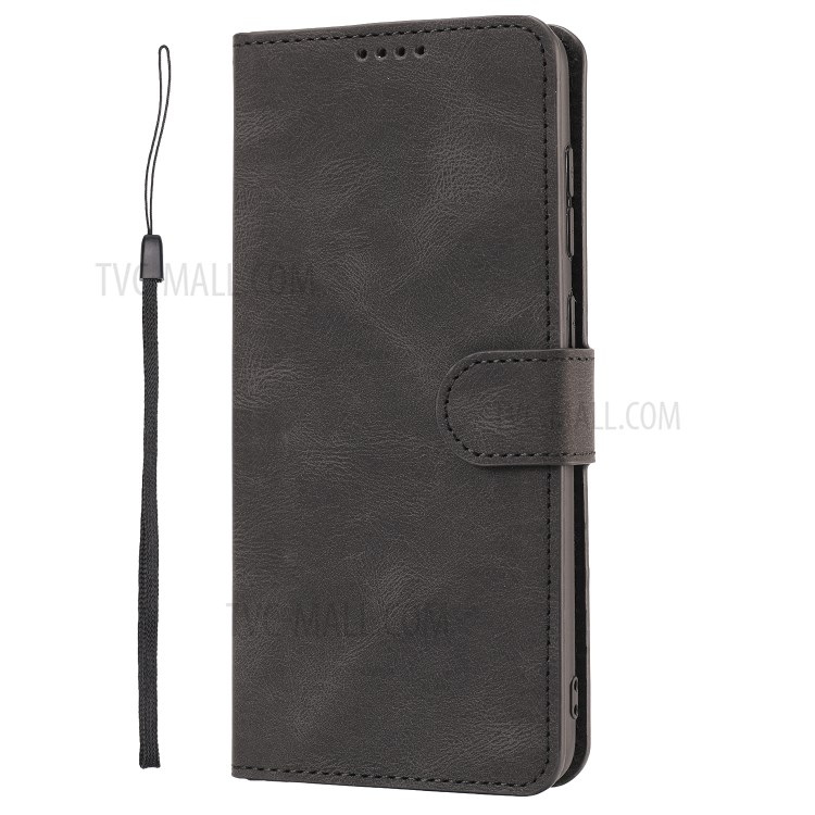 Matte Surface Leather Wallet Stand Phone Protective Shell for Galaxy A31 - Black-3