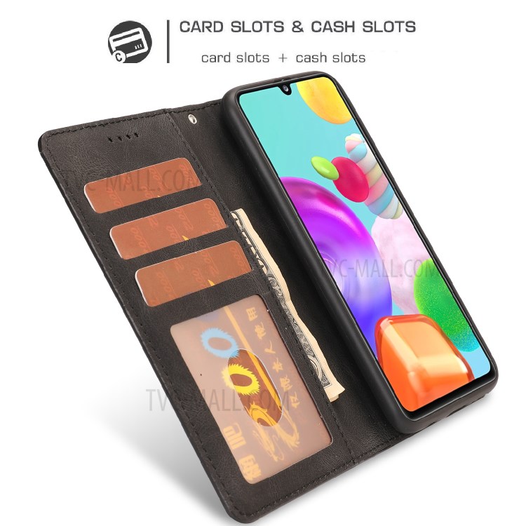 Classic Style PU Leather Phone Cover Case with Wallet for Samsung Galaxy A41 (Global Version) - Black-10