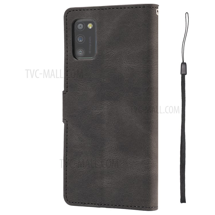 Classic Style PU Leather Phone Cover Case with Wallet for Samsung Galaxy A41 (Global Version) - Black-4