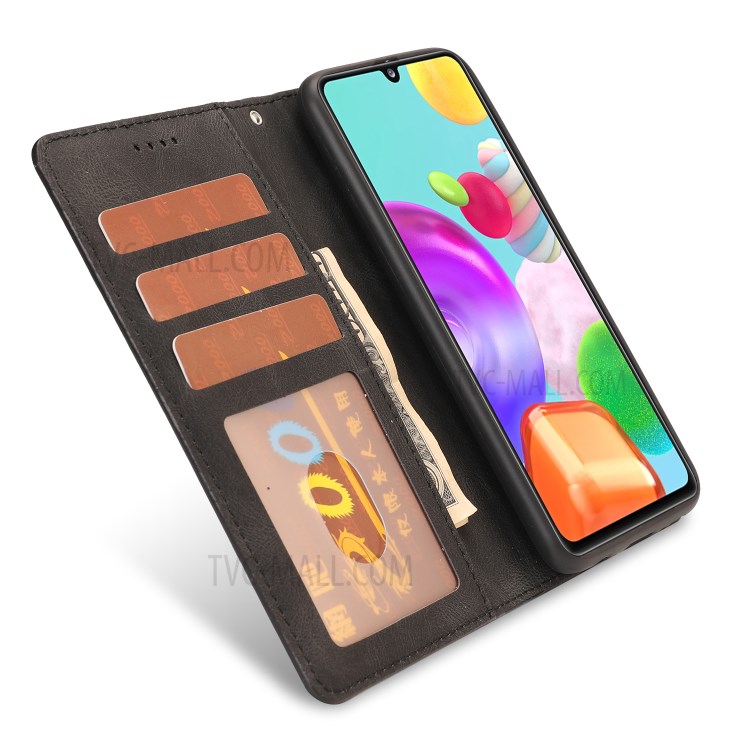 Classic Style PU Leather Phone Cover Case with Wallet for Samsung Galaxy A41 (Global Version) - Black-5