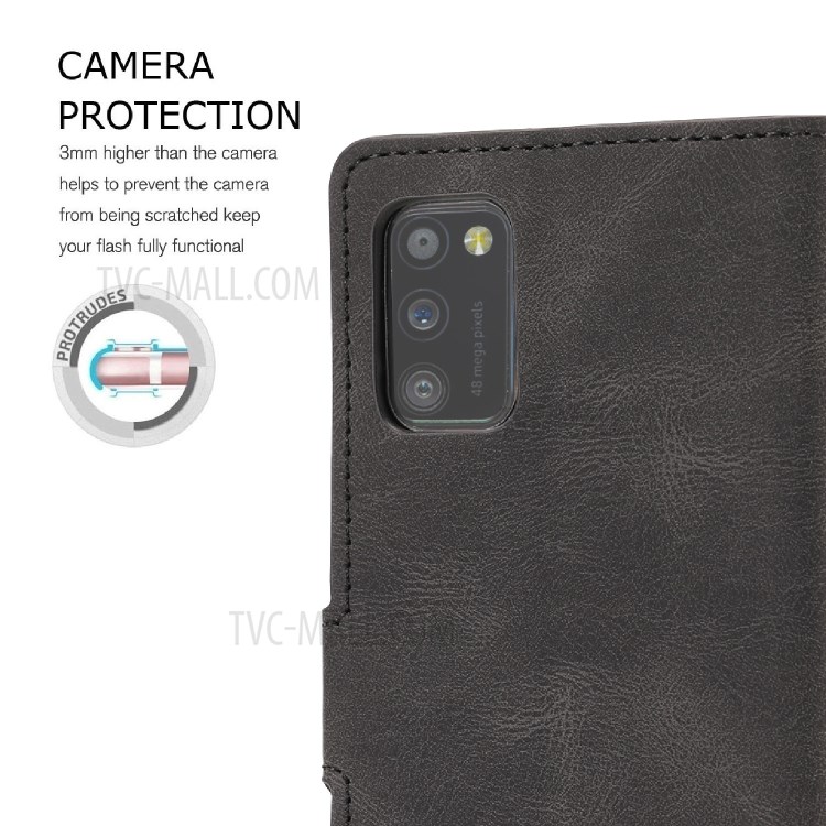 Classic Style PU Leather Phone Cover Case with Wallet for Samsung Galaxy A41 (Global Version) - Black-9