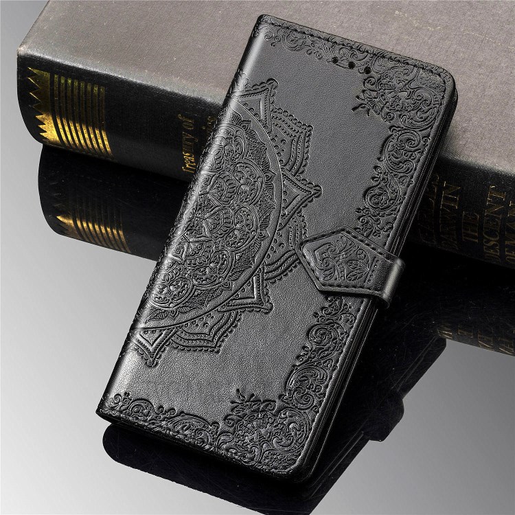 Embossed Mandala Flower Wallet Leather Cover for Samsung Galaxy M31s - Black-10