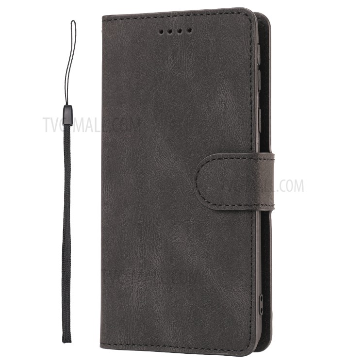 Matte Leather Wallet Stand Phone Case for Samsung Galaxy A01 Core - Black-3