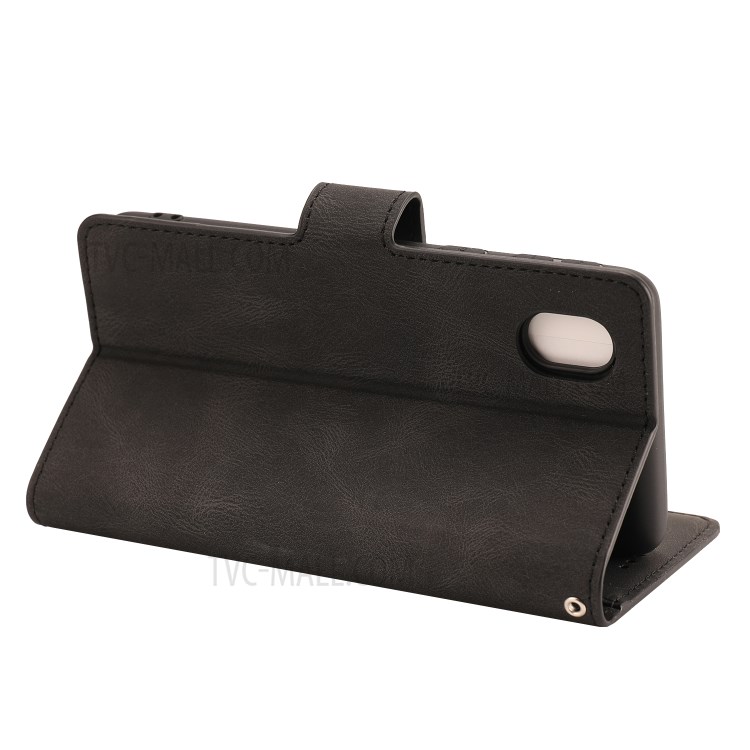 Matte Leather Wallet Stand Phone Case for Samsung Galaxy A01 Core - Black-7