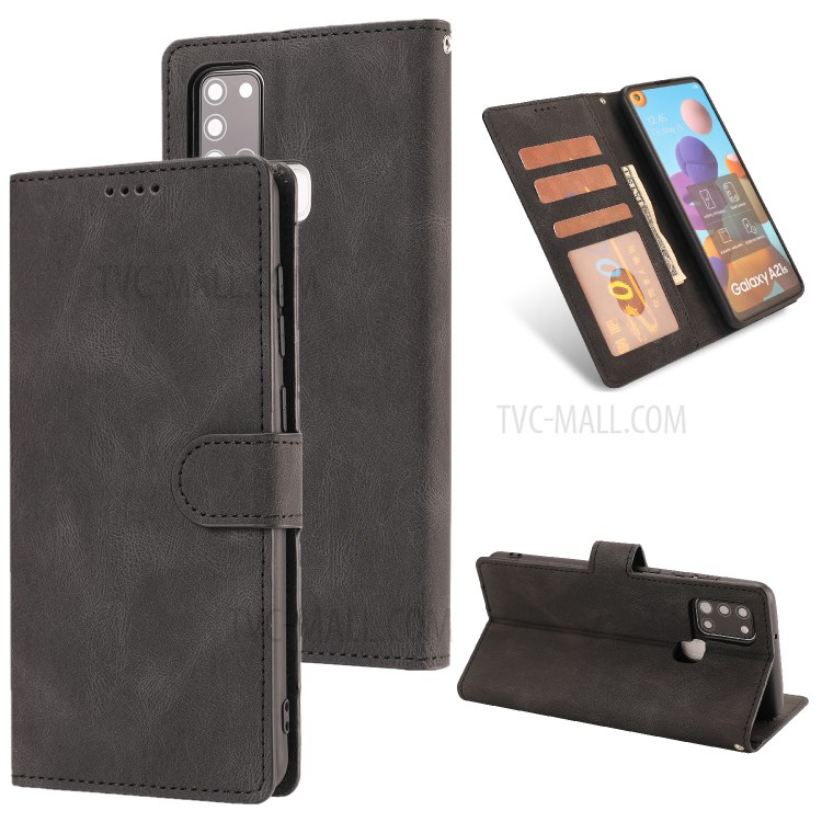 Classic Style Matte Surface Leather Phone Protective Shell for Samsung Galaxy A21s - Black-1